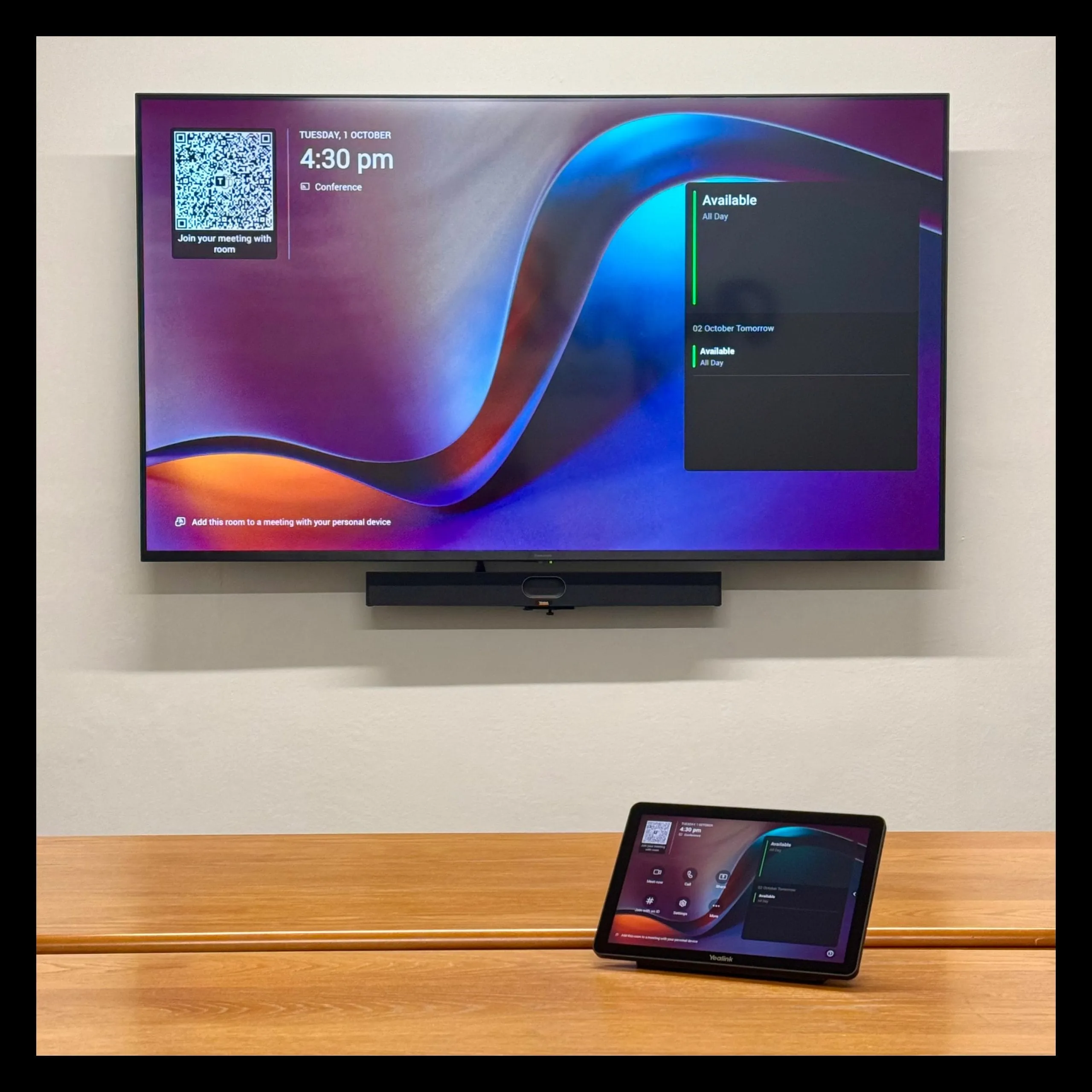 yealink a40 with freestanding touch panel on desk