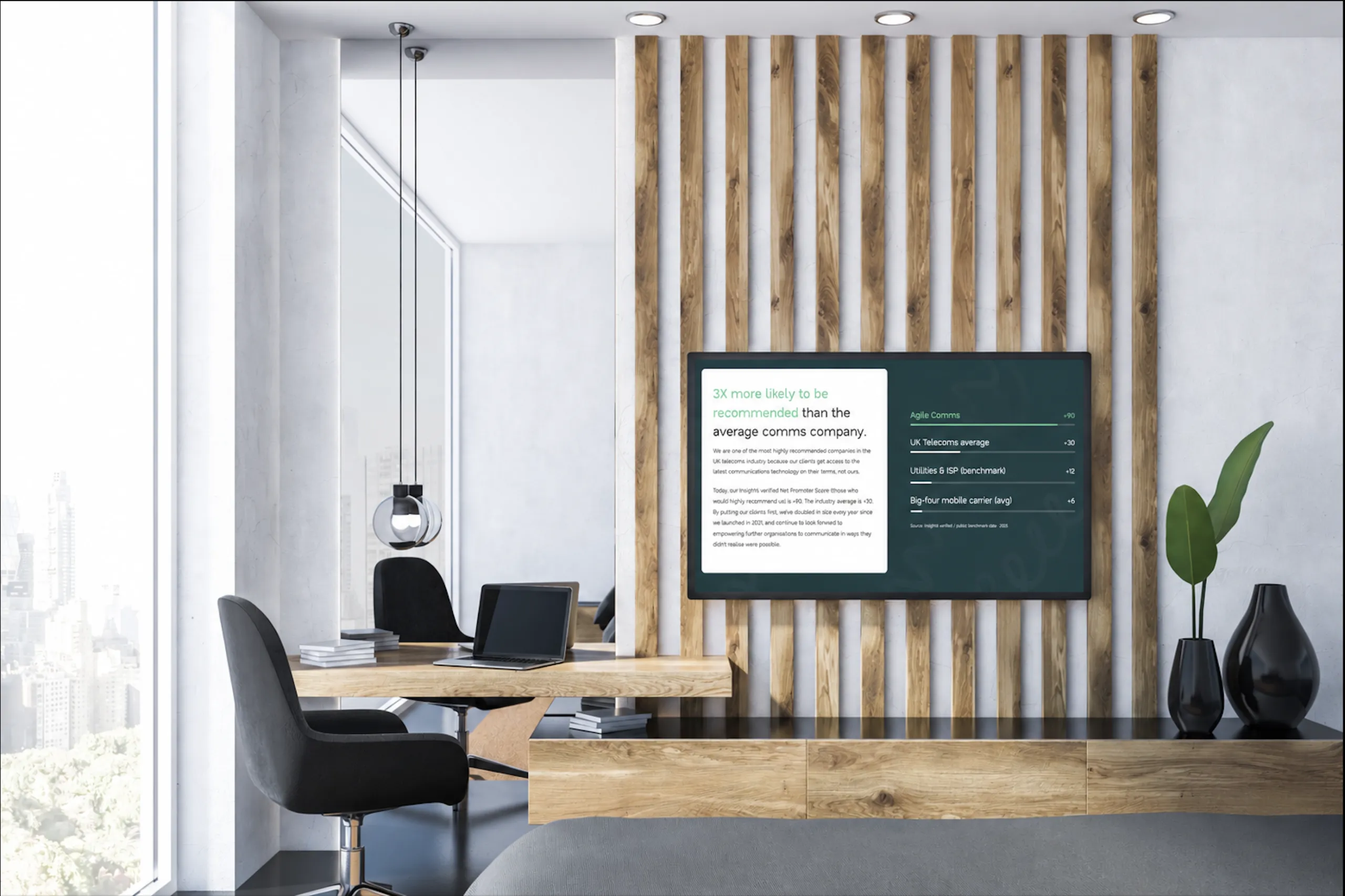 Company information on a digital signage display